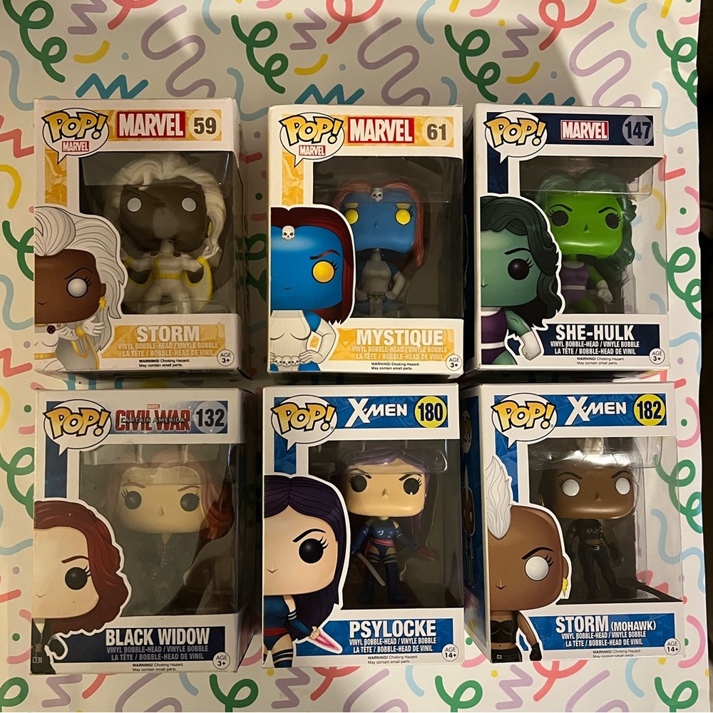 Funko Pop Marvel X-Men Storm Psylocke Black Widow Mystique She-Hulk Set of 6